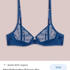 Noelle Wolf Mist Embroidery Balcony Bra navy silk size 32D