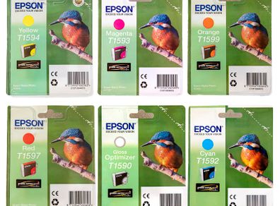 6 New Original Epson Inkjet Cartridges T1594 T1593 T1599 T1597 T1596 T1592