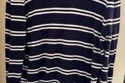 H&amp;M Slim Fit Fine-Knit Navy and White Striped Cotton Jumper