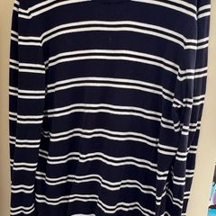 H&M Slim Fit Fine-Knit Navy and White Striped Cotton Jumper