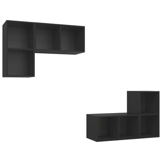 Wall-mounted TV Cabinets 4 pcs Black Chipboard