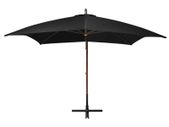 Hanging Parasol with Pole Black 3x3 m Solid Fir Wood