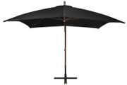 Hanging Parasol with Pole Black 3x3 m Solid Fir Wood