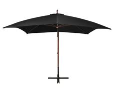 Hanging Parasol with Pole Black 3x3 m Solid Fir Wood