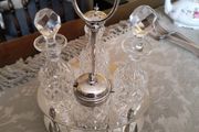Silver &amp; Cut Glass Condiment Set.