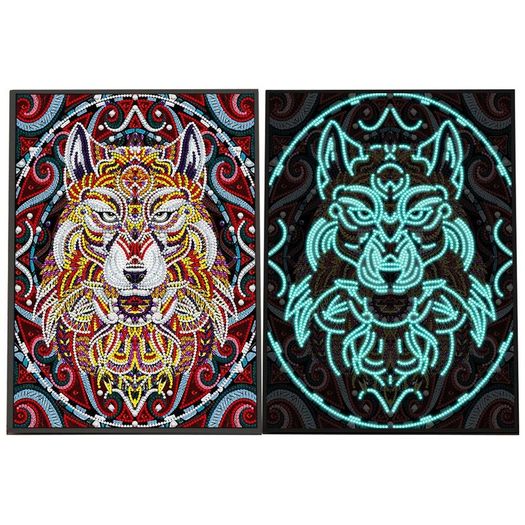Luminous Diamond Painting Kit. Wolf