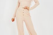 Button Detail Ribbed Co-ord