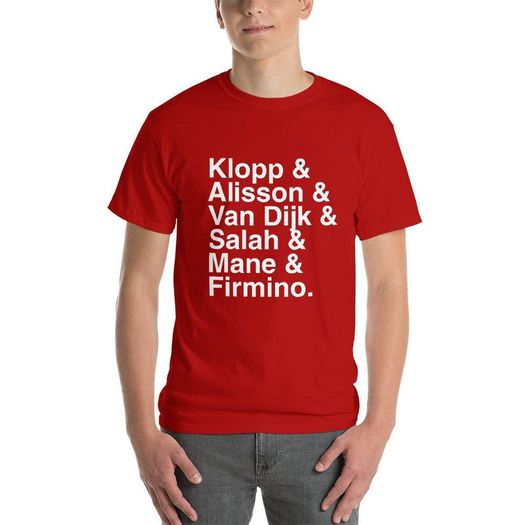Liverpool Klopp, Alisson, Van Dijk, Salah, Mane, Firmino Mens 100% Cotton T-Shirt