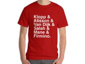 Liverpool Klopp, Alisson, Van Dijk, Salah, Mane, Firmino Mens 100% Cotton T-Shirt