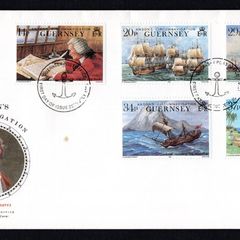 1990 Guernsey 250th Anniversary of Anson's Circumnavigation Commemorative Stamps Official First Day Cover (FDC)