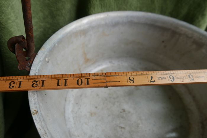 Vintage Aluminium Metal Handled Cooking Pot , Rustic Jam Pan Farmhouse Decor