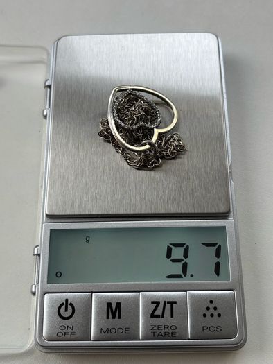 Chunky Sterling Silver Necklace with Heart Pendant