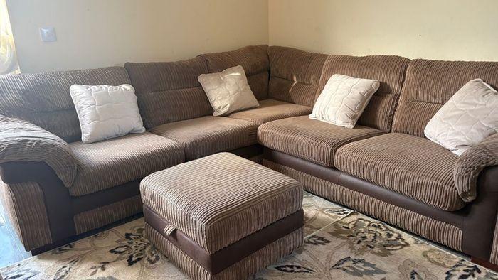 Large Corner Sofa + Matching Footstool