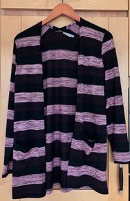 Ladies Black&Pink Striped Cardigan by Fransa
