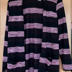Ladies Black&Pink Striped Cardigan by Fransa