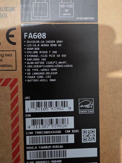 Asus Tuf Gaming A16 Fa608um | Ryzen 7 260 | Rtx 5060 8gb | 32gb Ddr5 5600mhz | 1tb Crucial T500 Ssd | 16" Wuxga Gaming Laptop