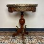 French Style Marquetry & Brass Round Centre Table , Cherub Motifs & Glass Top Image 7