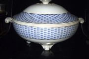 Antique Soho Pottery "Montauban" Blue Basket-Weave
