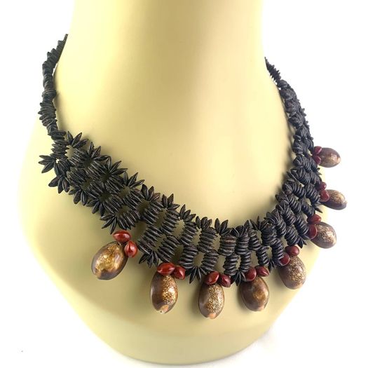 Vintage Tribal Necklace With Seeds And Shells