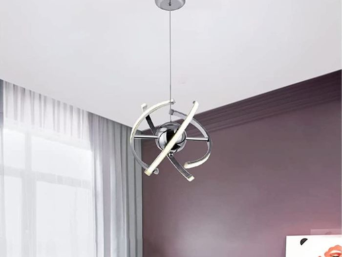 Modern Living Room LED Pendant Lights,Creative Adjustable Kitchen Light Fixture,26W Globe Chrome Ceiling Chandelier for Dining Room,Bedroom