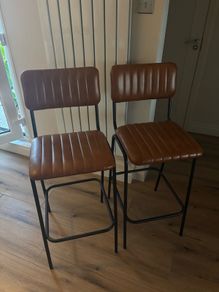 Brown leather bar stools