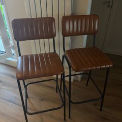 Brown leather bar stools