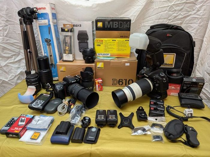 Nikon Pro Digital & 35mm Film Photography Kit - Nikon D610 & F50 + 4 Lenses & Studio Accessories