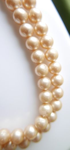 Vintage ART DECO champagne glass pearl hand knotted 2 rows necklace