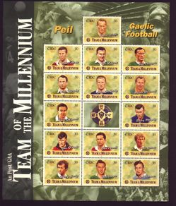 1999 Ireland GAA Gaelic Football Team of the Millennium Commemorative Sheet Mint Never Hinged (MNH)
