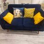 3 & 2 seater Navy Velvet Couch Image 4