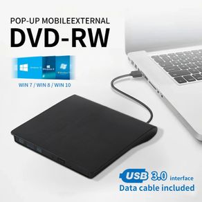 External CD DVD Drive USB 3.0 Portable Fits for DVD-R DVD-RW Player Burner for PC Laptop Computer Windows 10/8/7