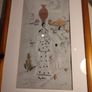 Framed picture pencil sketch and cut coloured figures called Women and signed Image 7