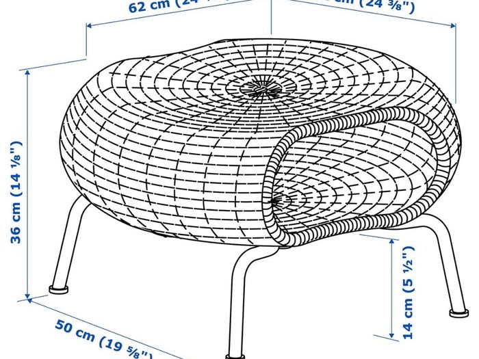IKEA GAMLEHULT - rattan footstool with storage