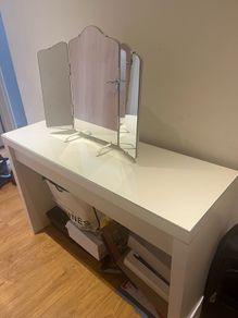 White glass covered table