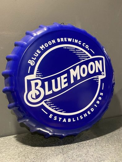 Blue Moon Bottle Cap wall display