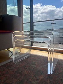 Set of 3 vintage 70s modernist lucite nesting tables