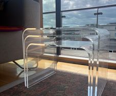 Set of 3 vintage 70s modernist lucite nesting tables