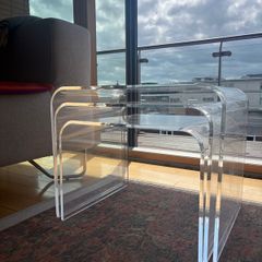 Set of 3 vintage 70s modernist lucite nesting tables