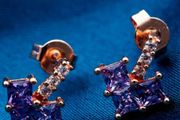 Rose Gold Plated Purple CZ Drop Earrings