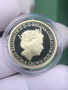 Gibraltar 2016 Solid 9ct Gold Proof Double Crown, 10g, In Capsule With COA.
