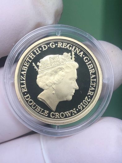 Gibraltar 2016 Solid 9ct Gold Proof Double Crown, 10g, In Capsule With COA.