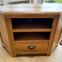 Solid Oak Corner TV Unit
