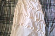 White Tiered Ruffle Maxi / Midi Dress (Size S/M)