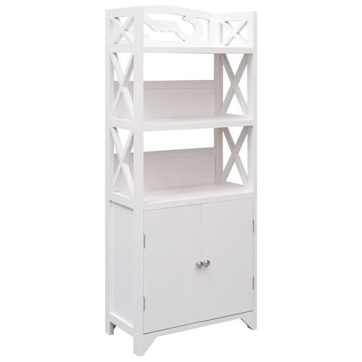 Bathroom Cabinet White 46x24x116 cm Paulownia Wood