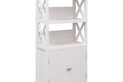 Bathroom Cabinet White 46x24x116 cm Paulownia Wood
