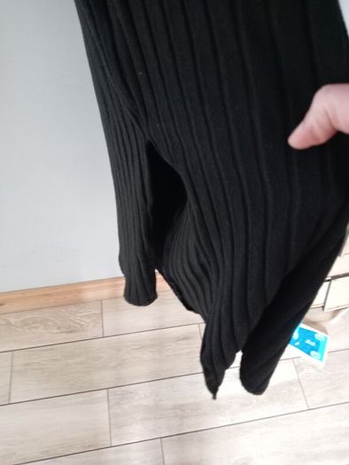 Long fine ribbed dress with side slit and matching long cardigan size 16 -18