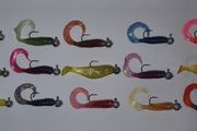 No#7 - New - Set of 15pcs mix colour Mini soft lures 4,5-5cm on jig heads No 1 and 1/0 and 4-5g - Pike Perch Trout Salmon Bass Cod Pollock
