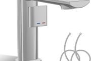 Bathroom Tap with Connection Hose, Washbasin Mixer Tap Single Lever Mixer Tap Chrome Washbasin Mixer Tap with Spout Height 123 mm