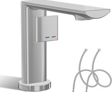 Bathroom Tap with Connection Hose, Washbasin Mixer Tap Single Lever Mixer Tap Chrome Washbasin Mixer Tap with Spout Height 123 mm