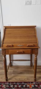 Vintage Oak Roll Top Writing Desk/ Ladies Bureau